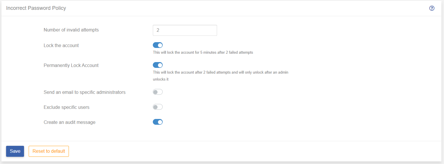 Incorrect Password Policy