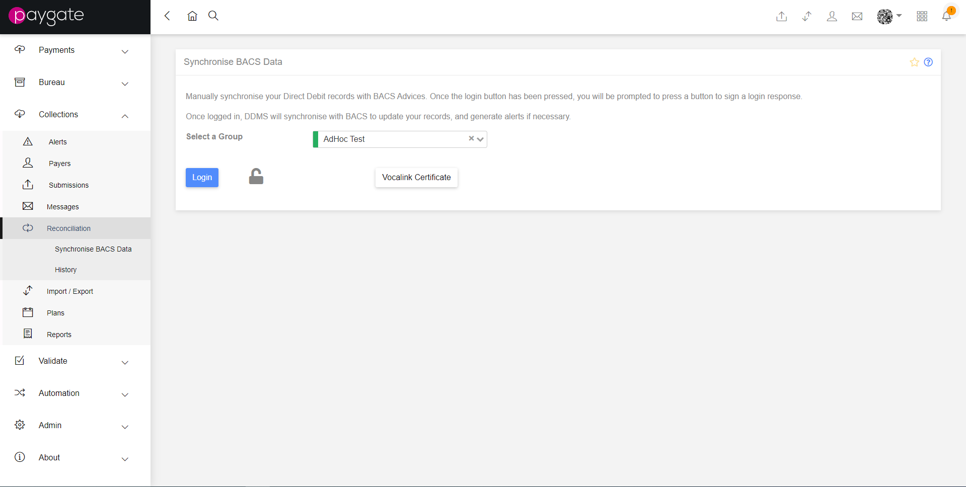 Initial Reconciliation Page alt text