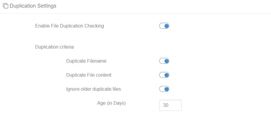 FILE DUPLICATION SETTINGS