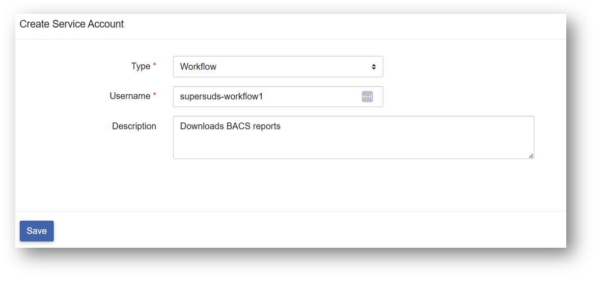 Creating a service account 