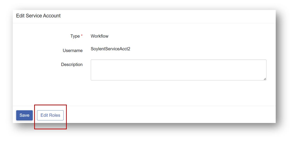 Edit the service account 